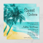 トロピカルビーチスウィート16バースデーパーティ招待状 招待状 (正面/裏面)
