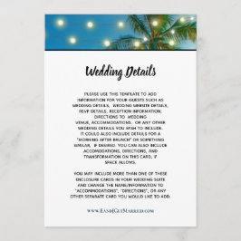 トロピカルビーチスクリプトパームライトウェディング詳細 招待状