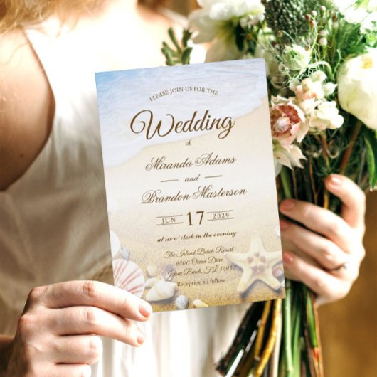 トロピカルビーチスターフィッシュウェディングパーティー招待状 招待状