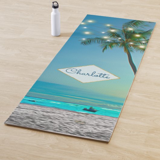 トロピカルビーチストリングライツパームツリーズオウエ ヨガマット (インサイチュ)