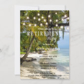 トロピカルビーチストリングライツリタイアメント招待状 招待状 (正面)