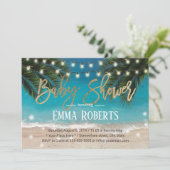 トロピカルビーチストリングライトベビーシャワー 招待状 (スタンド正面)
