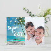 トロピカルビーチストリングライト日付写真を保存 セーブザデート (スタンド正面)