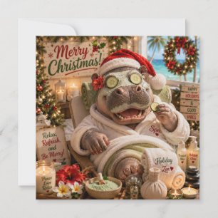 トロピカルビーチスパでリラックスするクリスマスカバ カード