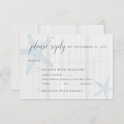 トロピカルビーチス素朴タナガミのブルーミールの選択 出欠カード (正面/裏面)