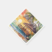 トロピカルビーチティキバースデーパーティーカクテル スタンダードカクテルナプキン (角)