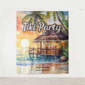 トロピカルビーチティキバー誕生日 タペストリー (正面)