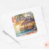 トロピカルビーチティキパーティー誕生日 スクエアシール (封筒)