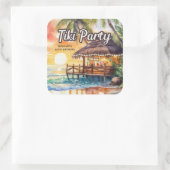 トロピカルビーチティキパーティー誕生日 スクエアシール (バッグ)
