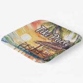 トロピカルビーチティキパーティー ペーパープレート (傾斜あり)