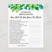 トロピカルビーチテーマのウェディングシャワー・トリビア問題 チラシ (正面)