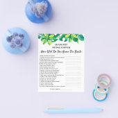 トロピカルビーチテーマの花嫁シャワー・トリビア問題 チラシ (シングル)