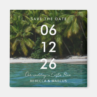 トロピカルビーチデスティネーションウェディングのSave the Date マグネット