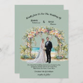 トロピカルビーチデスティネーションウェディング招待状 セーブザデート (正面/裏面)