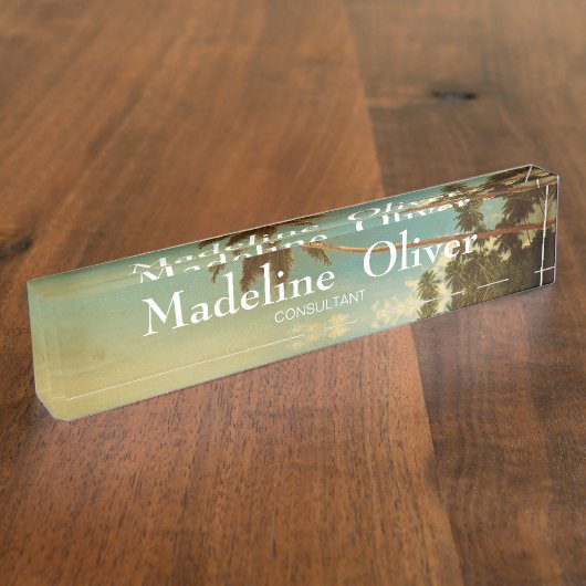 トロピカルビーチトラベルパームツモダンリー デスクネームプレート (側面)