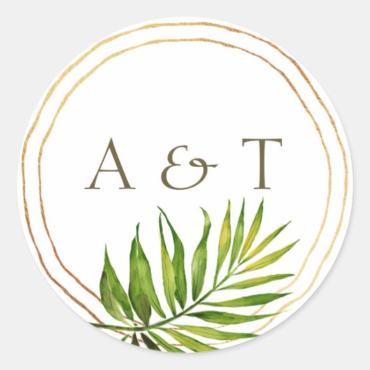 トロピカルビーチトワイライト | パームリーフゴールドリング ラウンドシール (正面)