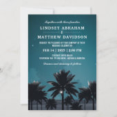 トロピカルビーチナイトパームツリーライツ結婚ズ 招待状 (正面)