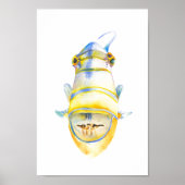 トロピカルビーチハウスウォーターカラーアート ポスター (正面)