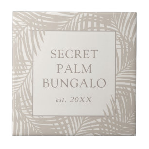 トロピカルビーチハウスタウペパームパターン タイル