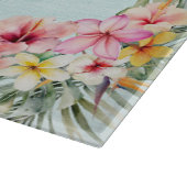 トロピカルビーチハウスピンクフラワーズボタニカル カッティングボード (角)