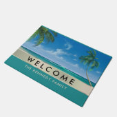 トロピカルビーチハウスファミリーネームウェルカム ドアマット (アングル)