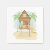 トロピカルビーチハットサーフボードアンドパームツリーズ スタンダードカクテルナプキン (正面)