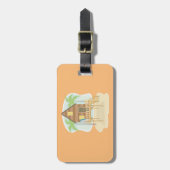 トロピカルビーチハットサーフボードアンドパームツリーズ ラゲッジタグ (正面縦)