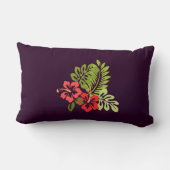 トロピカルビーチハワイアンハイビスカスフラカラフルワーズ ランバークッション (裏面)