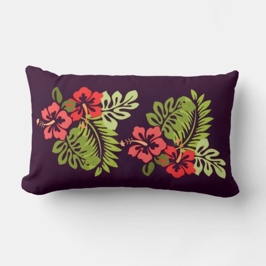 トロピカルビーチハワイアンハイビスカスフラカラフルワーズ ランバークッション (正面)