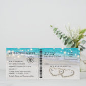 トロピカルビーチハートウェディングチケット（出欠返信付） 招待状 (スタンド正面)