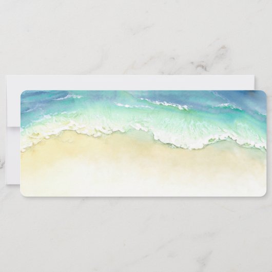 トロピカルビーチハート結婚ショアの搭乗券 招待状 (裏面)