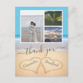トロピカルビーチハート結婚ズインサンド ポストカード (正面)