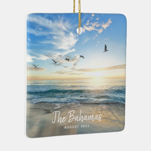 トロピカルビーチバケーションフォトキープサケ セラミックオーナメント (右)