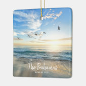 トロピカルビーチバケーションフォトキープサケ セラミックオーナメント (左)