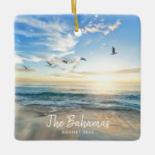 トロピカルビーチバケーションフォトキープサケ セラミックオーナメント (正面)