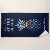 トロピカルビーチバケーションマッチングファミリーカスタム ビーチタオル (正面)