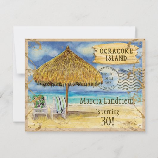 トロピカルビーチバースデーパーティーデスティネーションパラダイス 招待状 (正面)