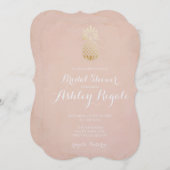 トロピカルビーチパイナップルアンド赤面ピンクブライダル 招待状 (正面/裏面)