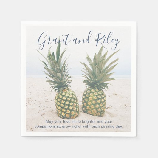 トロピカルビーチパイナップルパーティーペーパー スタンダードカクテルナプキン (正面)