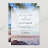 トロピカルビーチパームの目的地ウェディング 招待状 (正面/裏面)