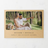 トロピカルビーチパームオールインワンQRコードウェディング 三つ折り招待状 (カバー)