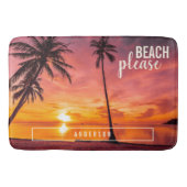 トロピカルビーチパームサンセットオレンジイエロー バスマット (正面)