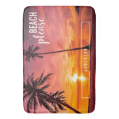 トロピカルビーチパームサンセットオレンジイエロー バスマット (正面縦)