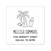 トロピカルビーチパームサーフボードアドレス セルフインキングスタンプ (デザイン)