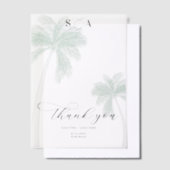 トロピカルビーチパームシンプルツリーScript Thank You ベラム紙招待状 (オフセット)
