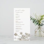 トロピカルビーチパームスケッチ金ゴールド結婚式 プログラム (スタンド正面)