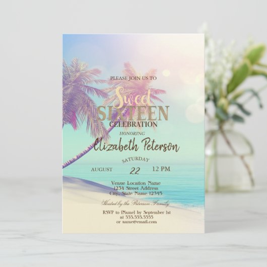 トロピカルビーチパームスサマースウィート16パーティー 招待状 (スタンド正面)
