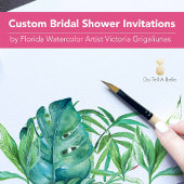 トロピカルビーチパームズウォーターカラーブライダルシャワー