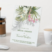 トロピカルビーチパームズシャドウ,ピンクフローラブライダル 台座サイン (インサイチュ)