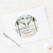 トロピカルビーチパームズ ウェディングシャワー ステッカー (封筒)